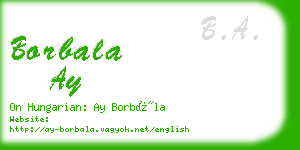 borbala ay business card